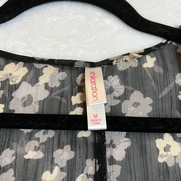 Xhilaration Floral Print Semi Sheer Open Front Kimono Size Medium Lightweight - Picture 4 of 9